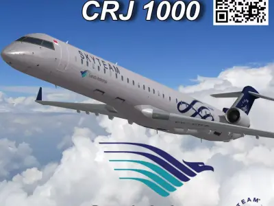 Bombardier CRJ 1000 Garuda Indonesia SkyTeam Low-poly 3D model