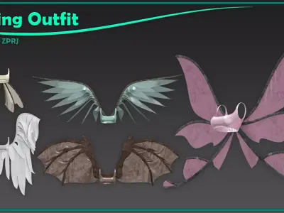 5 female wing outfit 3D model