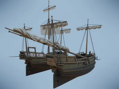 Herring Buss Ship Low-poly 3D model