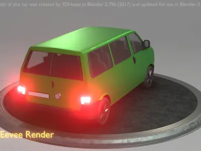 City Car 44 Commercial Minibus Type-C Green Low-poly 3D model