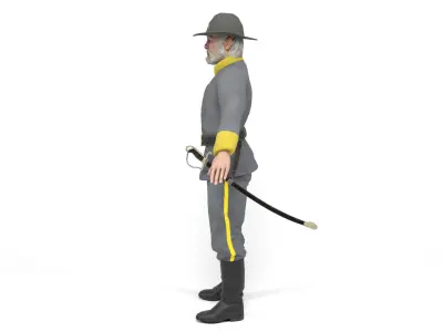 Confederate Officer Low-poly 3D model