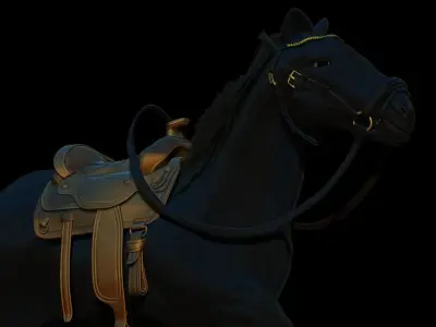 Realistic 3d Horse model with saddle Free 3D model