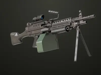 Machine Gun 12 All PBR Unity UE Textures Low-poly 3D model