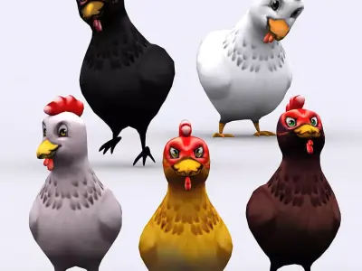3DRT - Chibii Chicken Low-poly 3D model