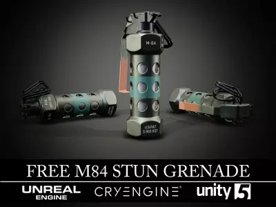 Free M84 Stun Grenade - Textured - Game Ready Free low-poly 3D model