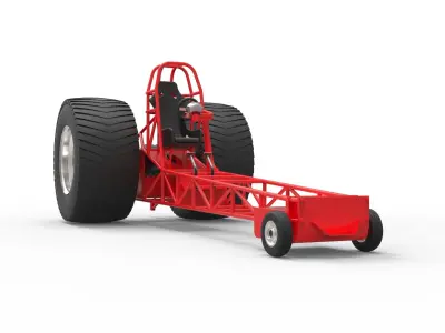 Chassis of pulling tractor 3D model