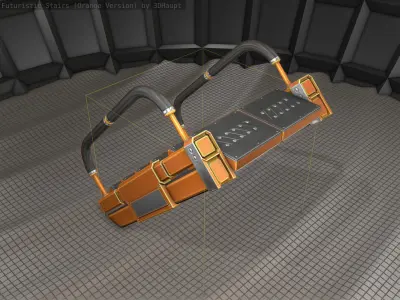 Sci-Fi Stairs - 6 - Orange Version Low-poly 3D model