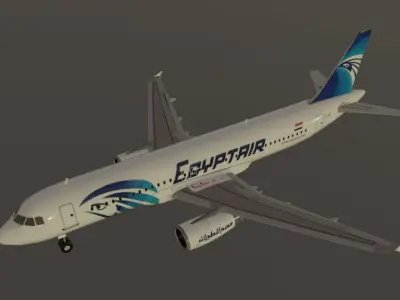Egyptair airbus a320-232 low poly 3D Model  Low-poly 3D model