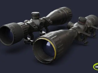 Sniper scope Low-poly 3D model