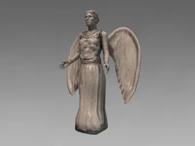 Stone angel statue Low-poly 3D model