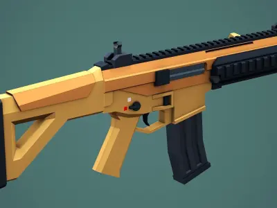 Stylized Modular ACR Rifle Low Poly Mobile Ready Low-poly 3D model