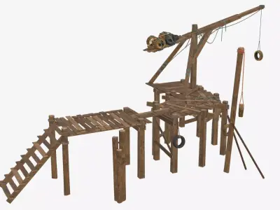 Modular Wooden Jetty Low-poly 3D model