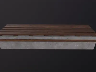 Worn Wooden Bench Block 3D Model Low-poly 3D model