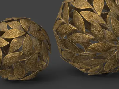 Metal Leaf Decorative Ball Set 3D model