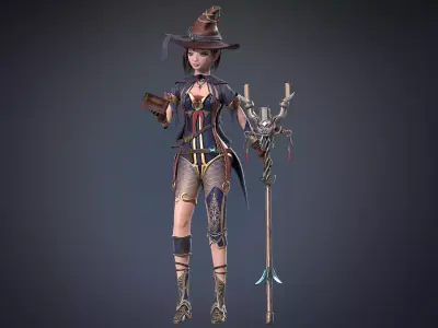 Fantasy Witch Girl Free 3D model