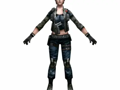 R1 Army Soldier Girl Low-poly 3D model