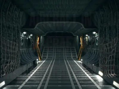 Aircraft Interior Cargo C-130 Hercules PBR Low-poly 3D model