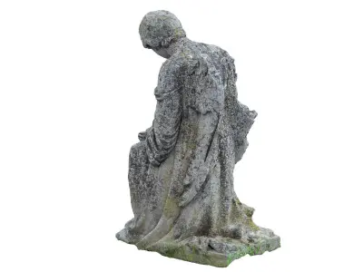 Destroyed Angel Funeral Sculpture Monument Low-poly 3D model