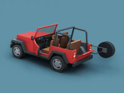 Stylized Cartoon American SUV 4x4 Jeep Low-poly 3D model