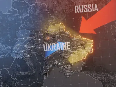 Ukraine detailed Map with Animated Low-poly 3D model