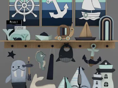 toys and furniture set Low-poly 3D model