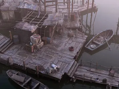 Fishing Village Low-poly 3D model