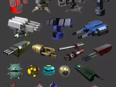 Si Fi assets pack Low-poly 3D model