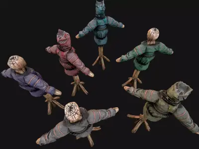 Medieval Wooden Punching Training Dummy Mannequin Low-poly 3D model