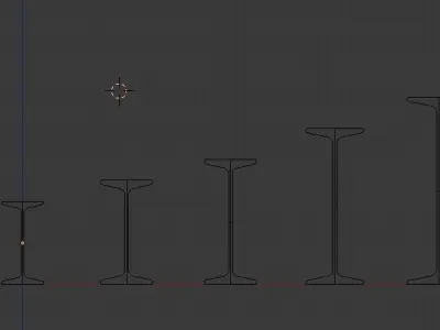 Steel I-beam sections Free 3D model