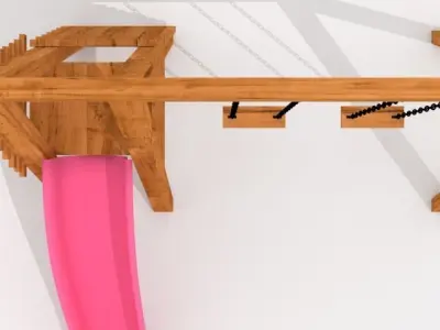 Slide wooden swing set Free 3D model