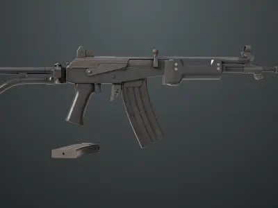 Machine Gun 13 Metal All PBR Unity UE Textures Low-poly 3D model