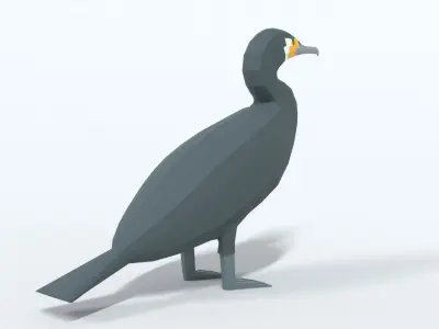 Low Poly Cartoon Great Cormorant Low-poly 3D model