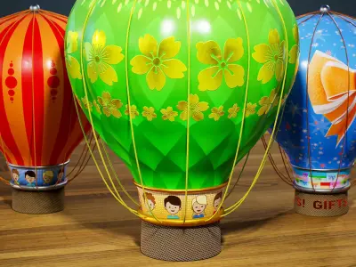 Stylized Hot Air Balloon Low-poly 3D model