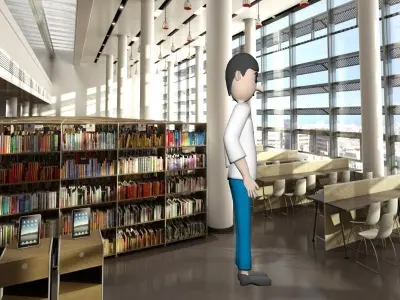 doctor cartoon character in library Free low-poly 3D model