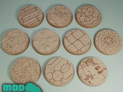 60 BASES - VARIOUS SIZES - GROUP A - DND character bases 3D print model