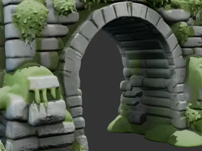 Stone Bridge Ruins Low-poly 3D model