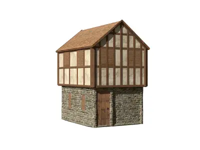 Medieval House 01B Game Ready Low-poly 3D model