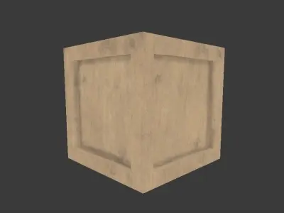 Realistic Crate wooden cube Low-poly 3D model