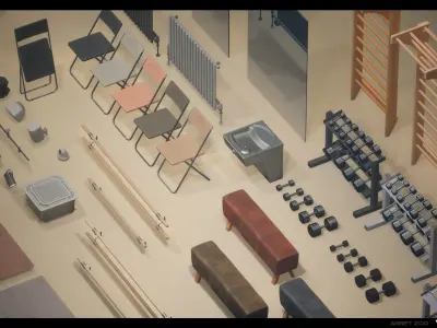 Dance Studio Asset Pack Vol 01 Low-poly 3D model