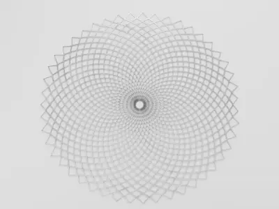 Fibonacci Phyllotaxis Spiral Disc - Silver Metal Low-poly 3D model