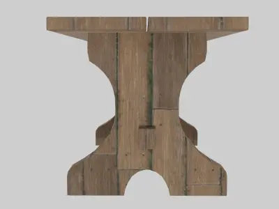 Wooden Bench Chair with Textures Low-poly 3D model