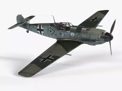 Messerschmitt BF109 German Fighter Airplane Green V3 3D model