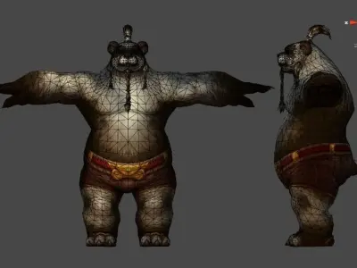 Panda character fully rigged low-poly 3d model for games Low-poly 3D model