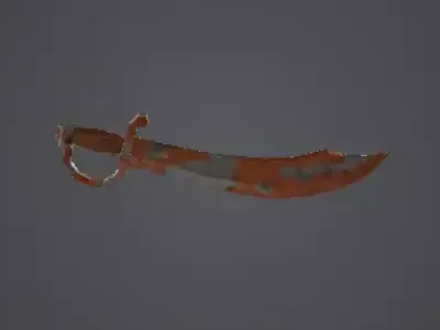 Low Poly Rusty Pirate Cutlass Sword Low-poly 3D model
