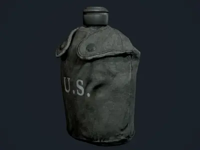 Military Canteen Bottle Equipment Gear Game Ready Low-poly 3D model