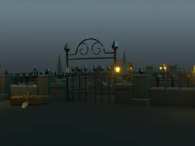 Stylized 3D Cemetery Graveyard Pack Low-poly Low-poly 3D model