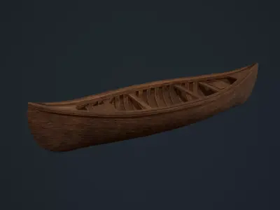 Wooden Canoe - Antique Canoe - Old Canoe - Water Craft Low-poly 3D model