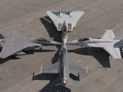 4th generation fighter F14-F15-F16-F18 Low-poly 3D model