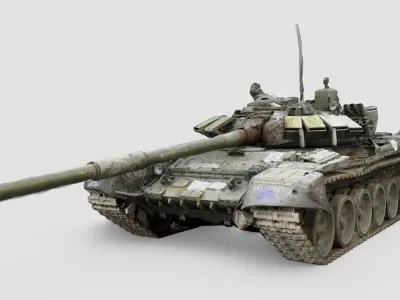 Russian T-90 tank destroyed by Ukrainian army  3D model get