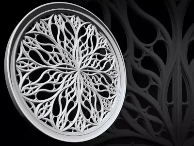 Gothic pattern decorative round window grille model 3D print model